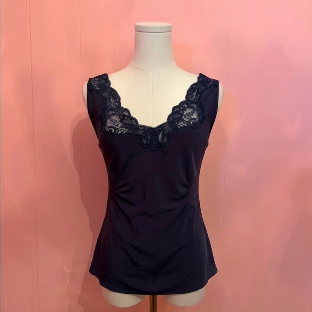 Unmentionable Blue Lace Trim V-Neck Tank Top